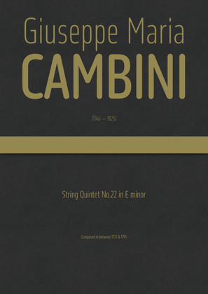 Cambini - String Quintet No.22 in E minor