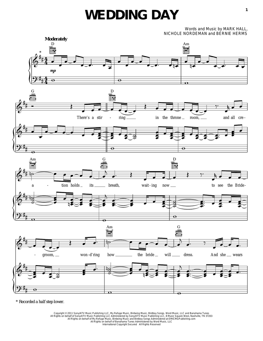 Wedding Day Piano, Vocal, Guitar scores gallery preview page 1