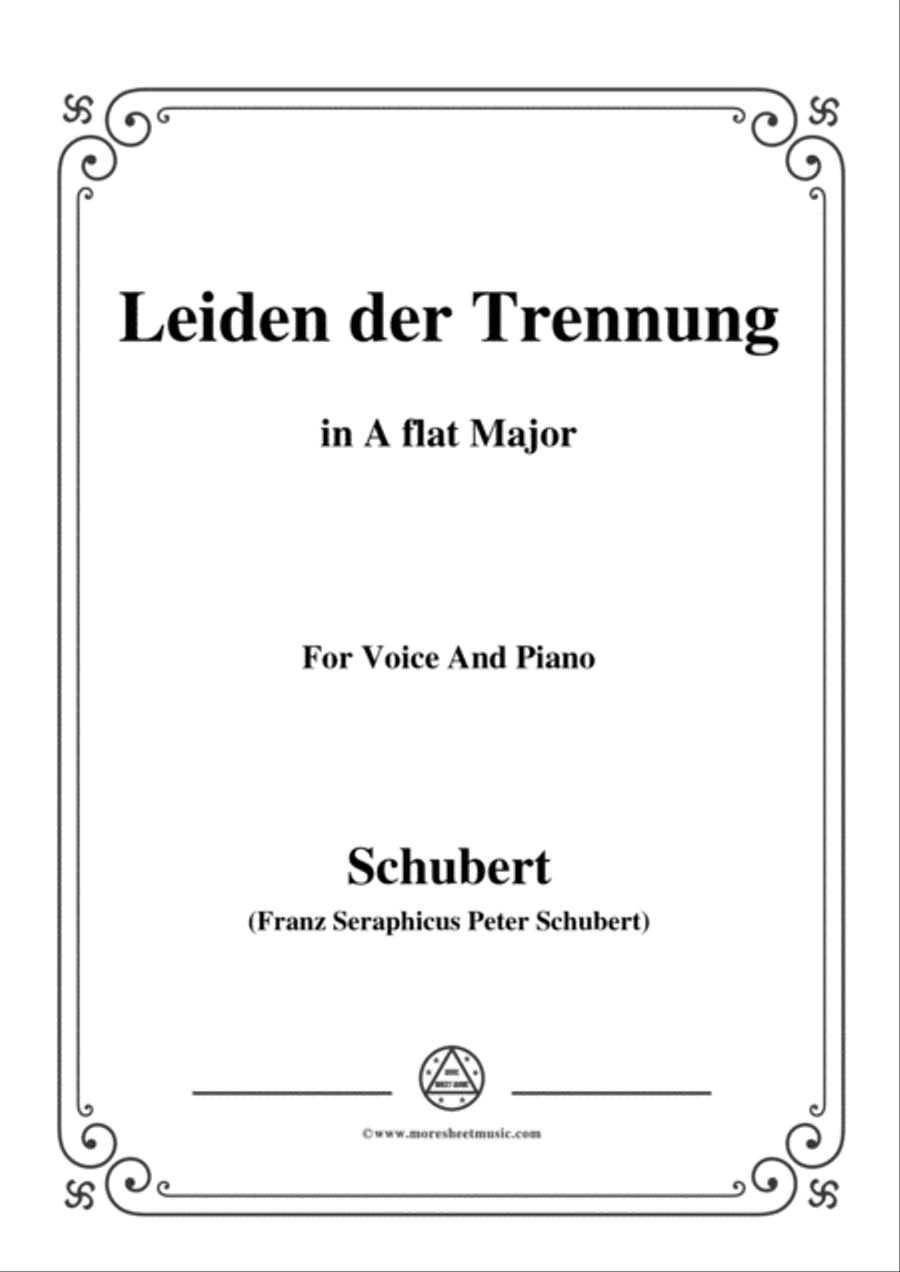 Schubert-Leiden der Trennung,in A flat Major,for Voice&Piano Voice scores gallery preview page 1