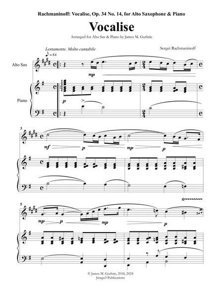 Rachmaninoff: Vocalise for Alto Sax & Piano image number null