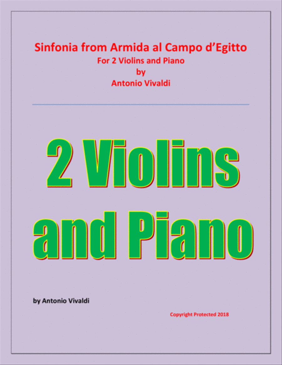 Sinfonia from Armida al Campo D'Egitto - 2 Violins and Piano - Early Advanced String Duet scores gallery preview page 1