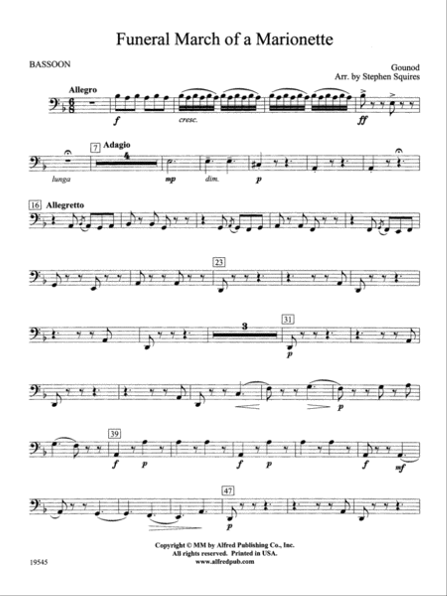 Funeral March of a Marionette: Bassoon Concert Band scores gallery preview page 1