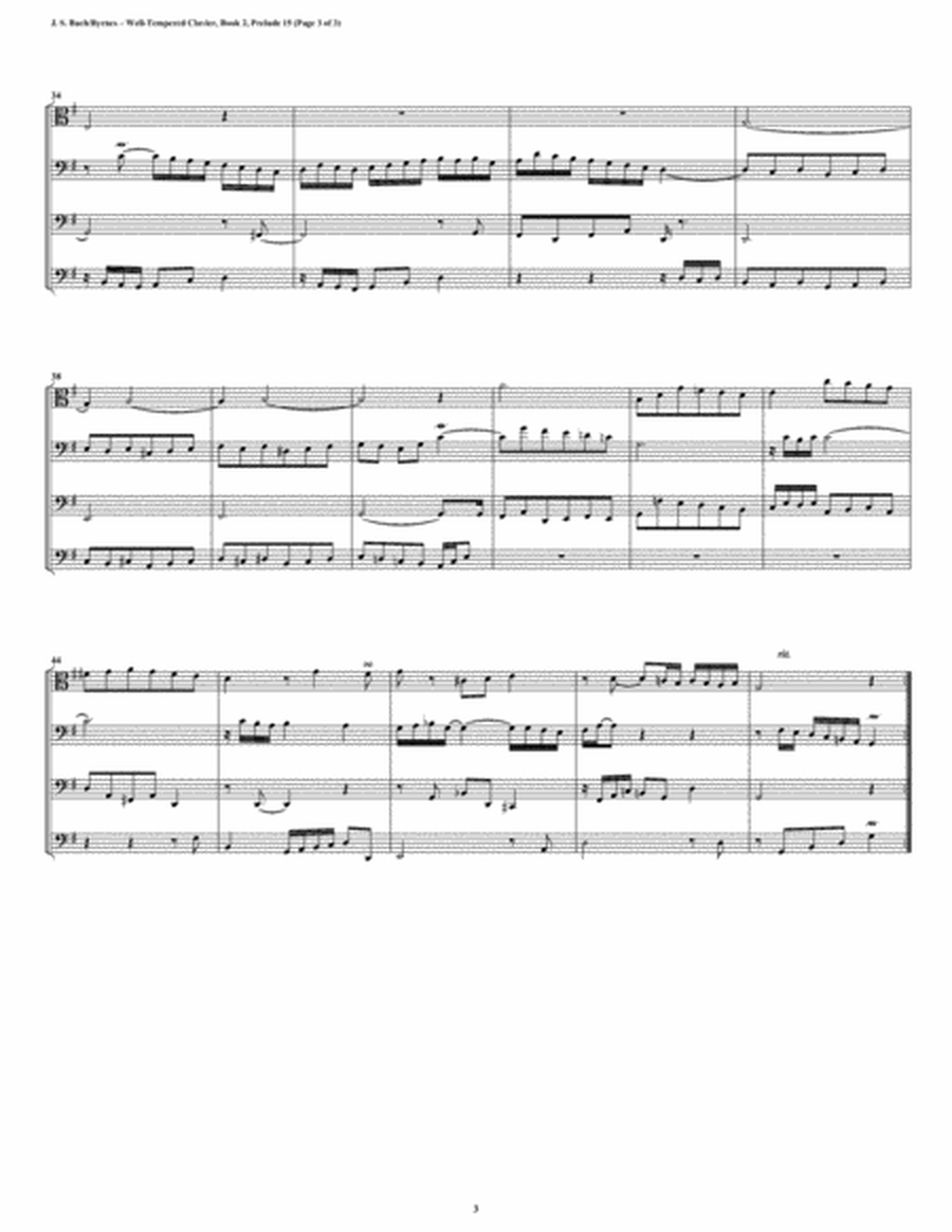Prelude 15 from Well-Tempered Clavier, Book 2 (Trombone Quartet) image number null