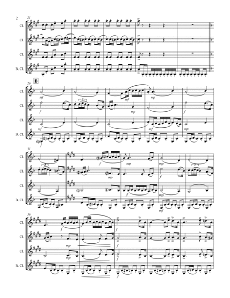 Albéniz - “Sevilla” from Suite Española (for Clarinet Quartet) Clarinet Quartet scores gallery preview page 3
