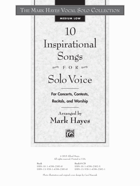 The Mark Hayes Vocal Solo Collection -- 10 Inspirational Songs for Solo Voice image number null