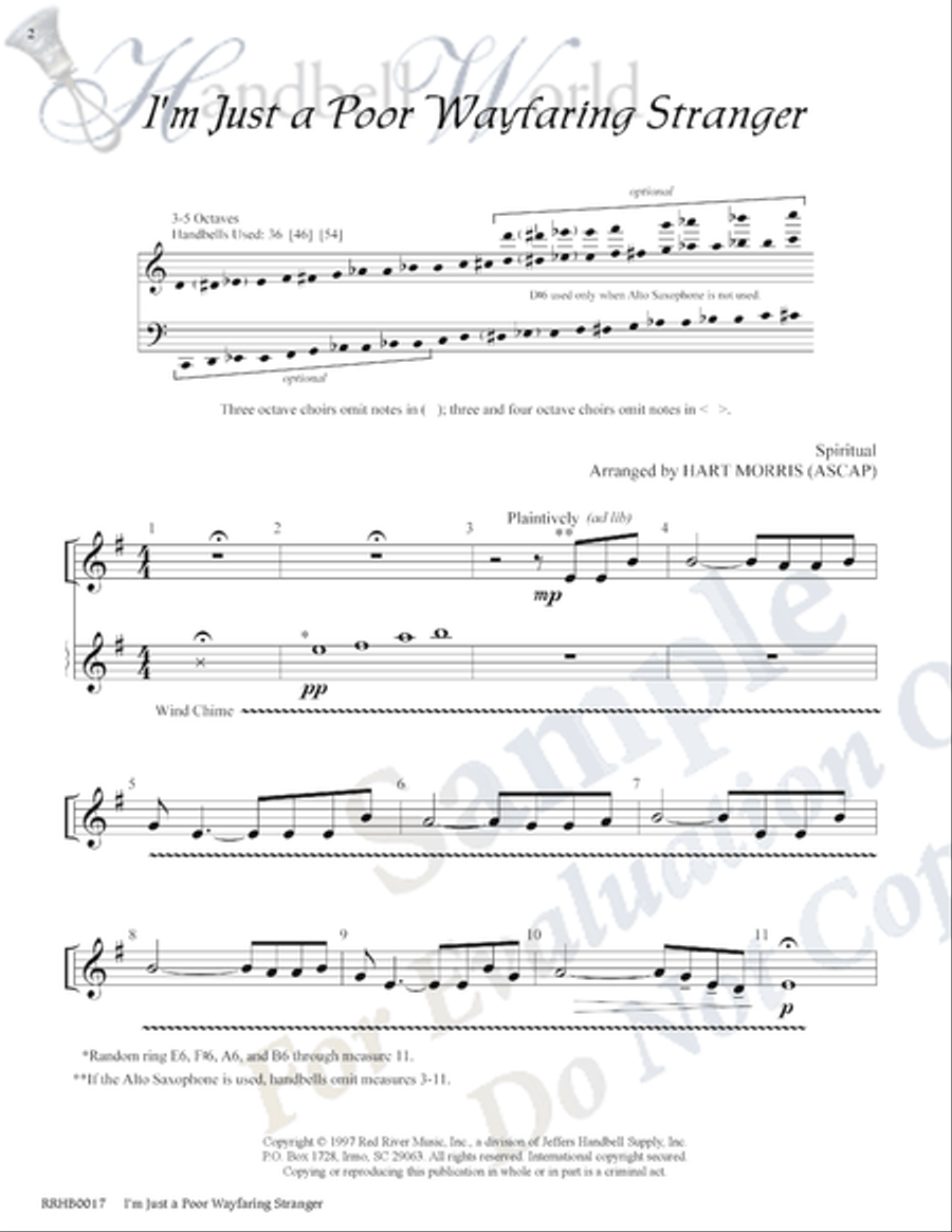 I'm Just a Poor Wayfaring Stranger 5-Octaves scores gallery preview page 2
