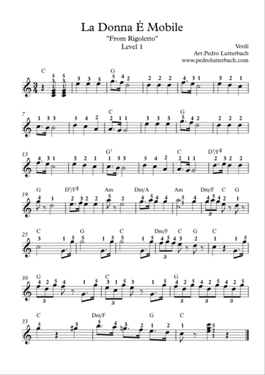 La Donna É Mobile Easy Piano scores gallery preview page 1