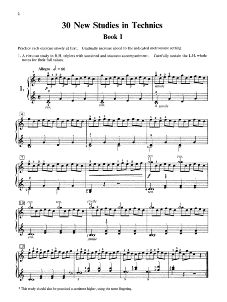 Czerny -- 30 New Studies in Technique, Op. 849 by Carl Czerny Piano Method - Sheet Music