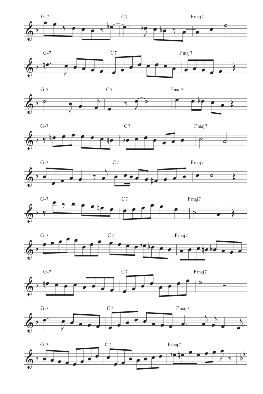 Jazz trumpet - 10 easy II-V-I licks Chet Baker in 12 keys B-Flat Trumpet scores gallery preview page 4