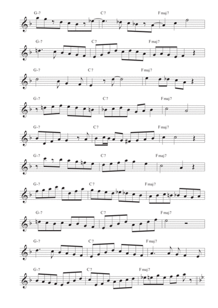 10 easy II-V-I licks Chet Baker in 12 keys - Treble clef