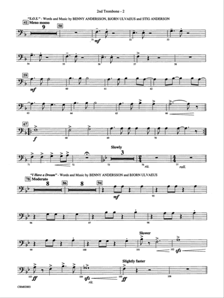 Mamma Mia! -- Highlights from the Broadway Musical: 2nd Trombone Concert Band scores gallery preview page 2