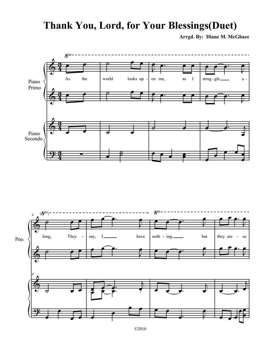 Thank You, Lord, For Your Blessings Small Ensemble scores gallery preview page 1