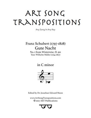 Book cover for SCHUBERT: Gute Nacht, D. 911 no. 1 (transposed to C minor)