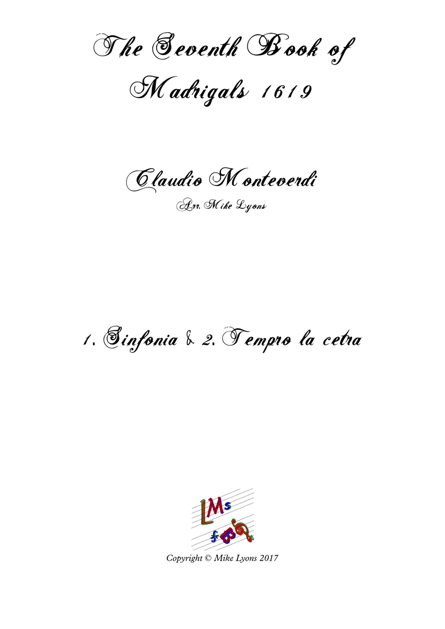 Monteverdi - The Seventh Book of Madrigals (1619) - 01. Sinfonia and Tempro la cetra a5 Brass Ensemble scores gallery preview page 1