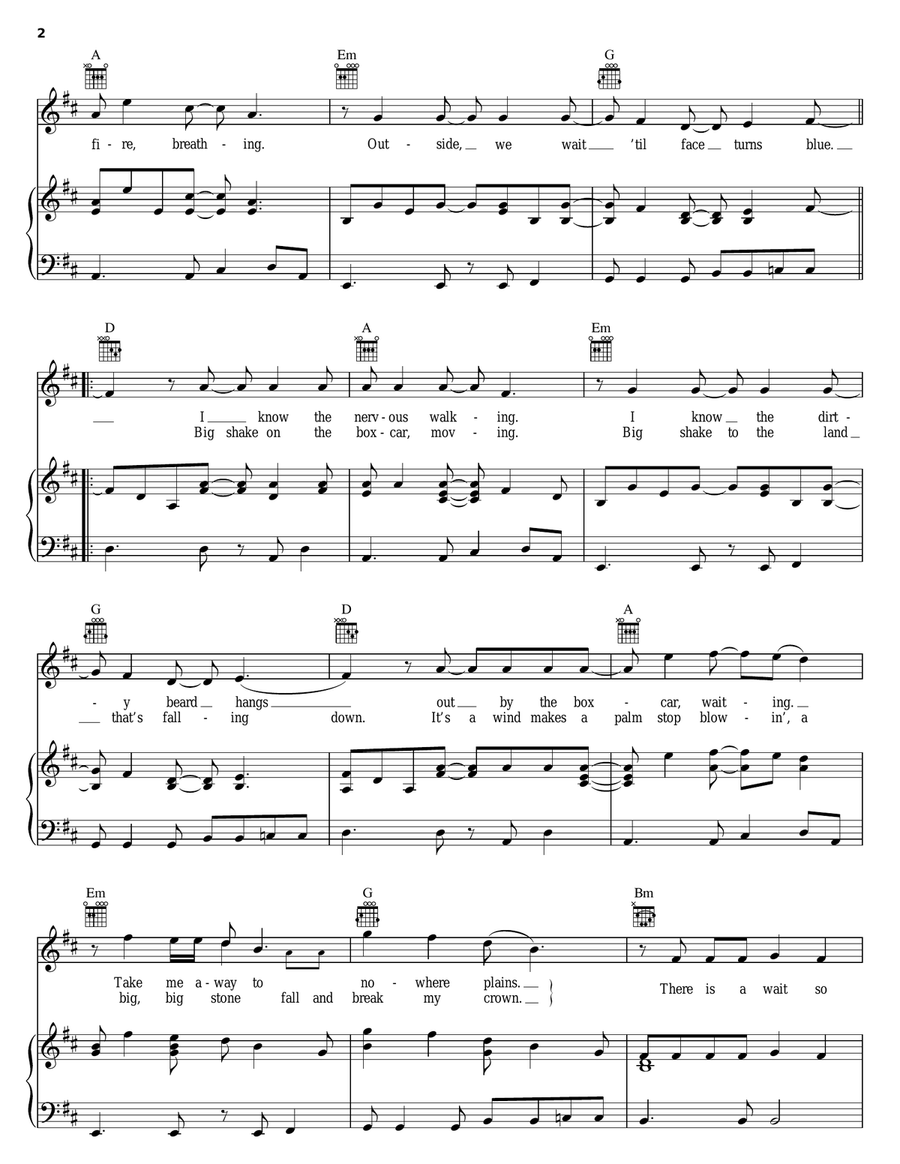 Here Comes Your Man Piano, Vocal, Guitar scores gallery preview page 2