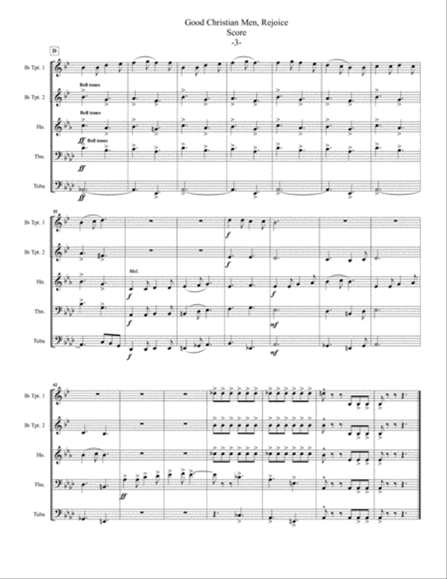 Good Christian Men, Rejoice for Brass Quintet (In Dulci Jubilo) Brass Quintet scores gallery preview page 4