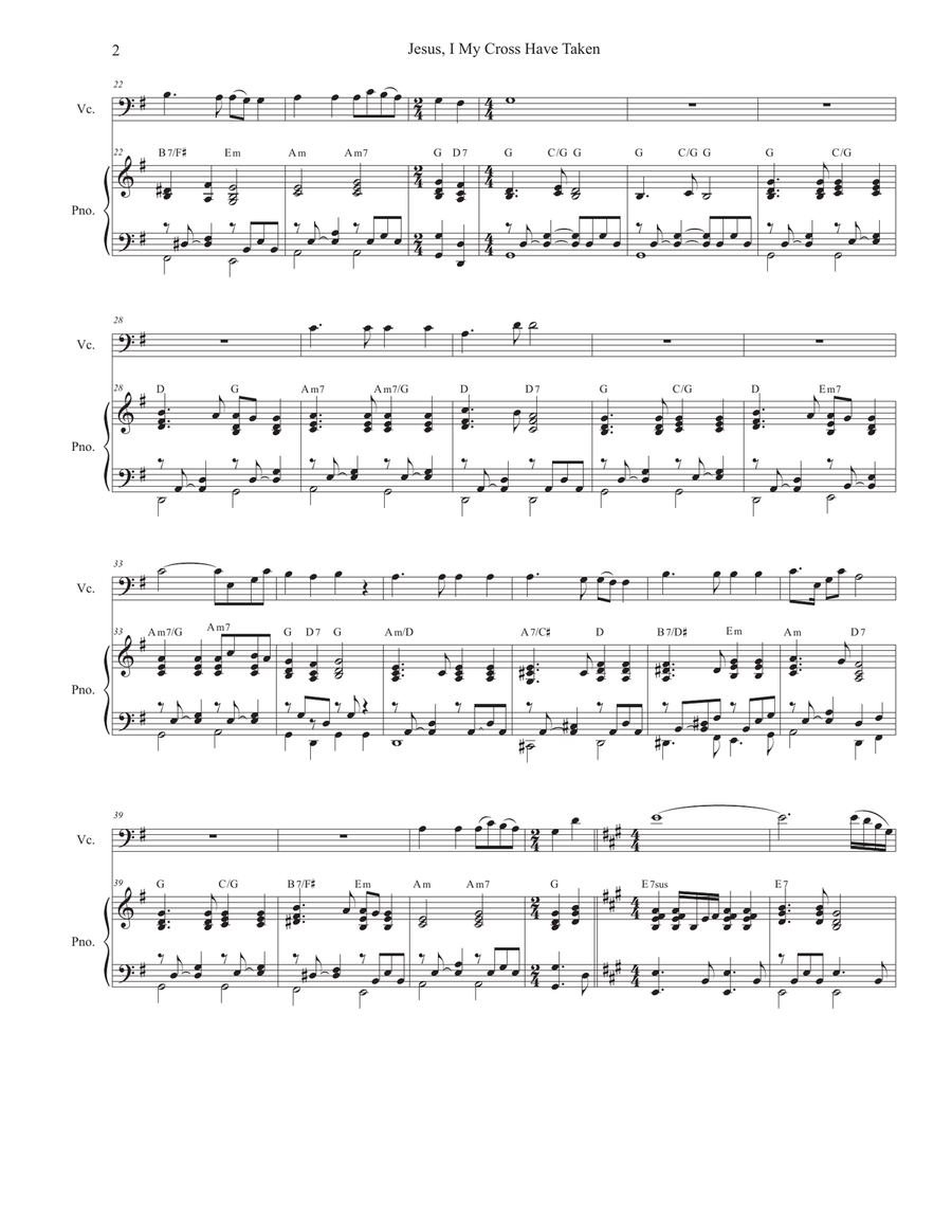 Jesus, I My Cross Have Taken (Cello solo and Piano) Piano scores gallery preview page 3