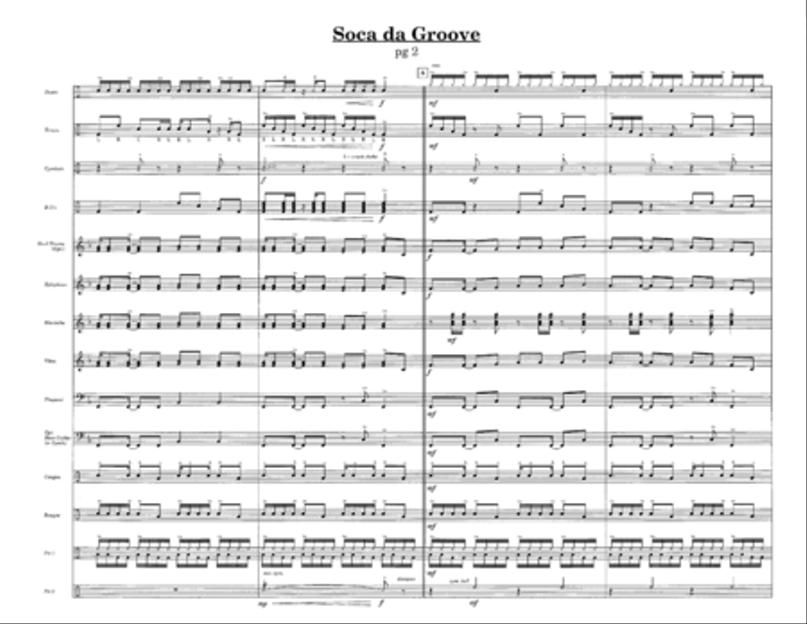 Soca da Groove w/Tutor Tracks Percussion Ensemble scores gallery preview page 4