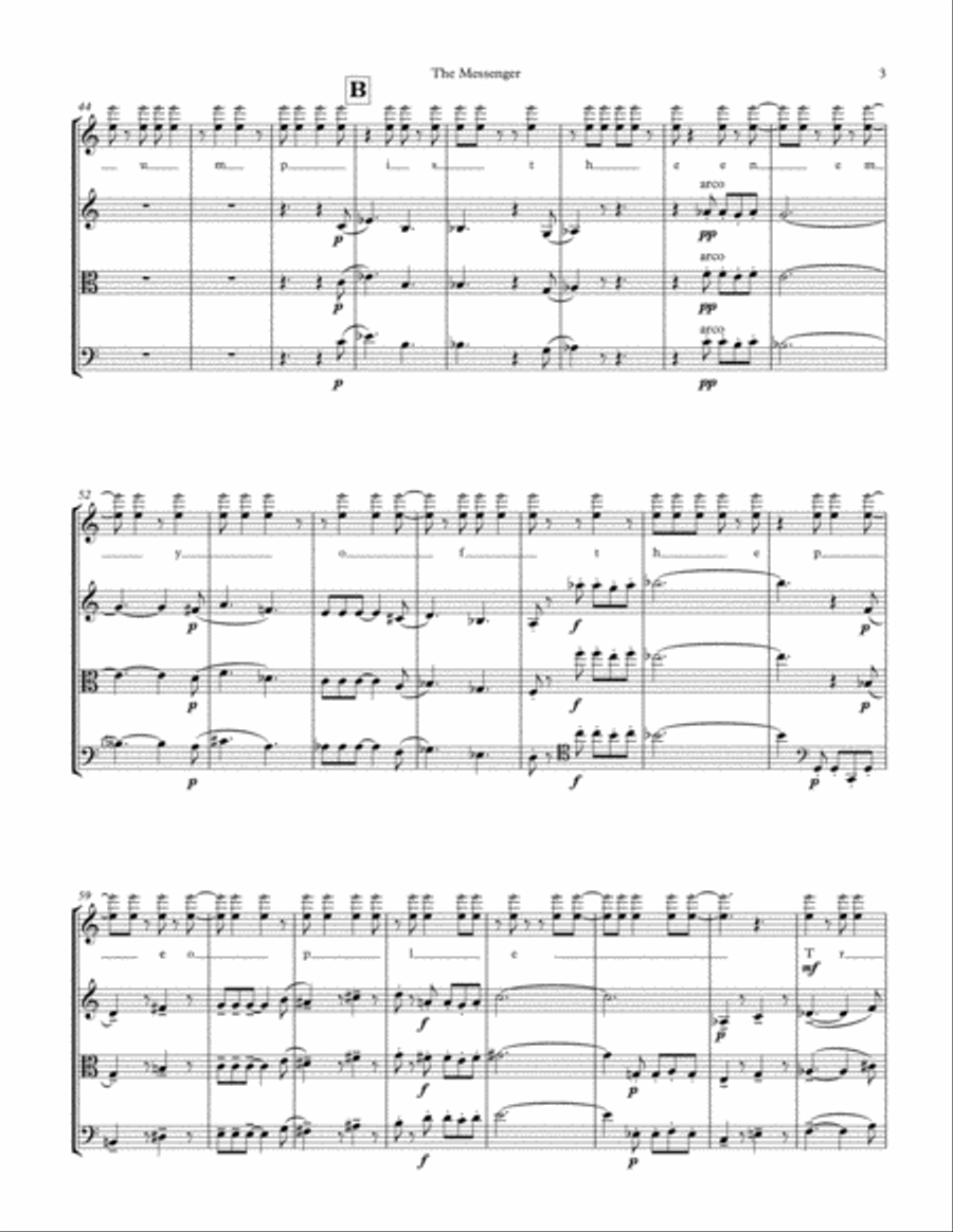 The Messenger for String Quartet (Full Score and Parts) String Quartet scores gallery preview page 5