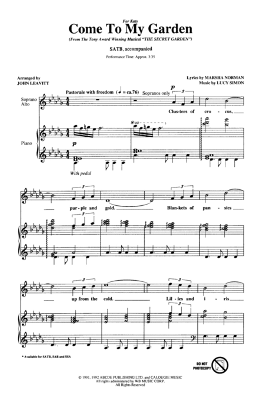 Come to My Garden 4-Part scores gallery preview page 2