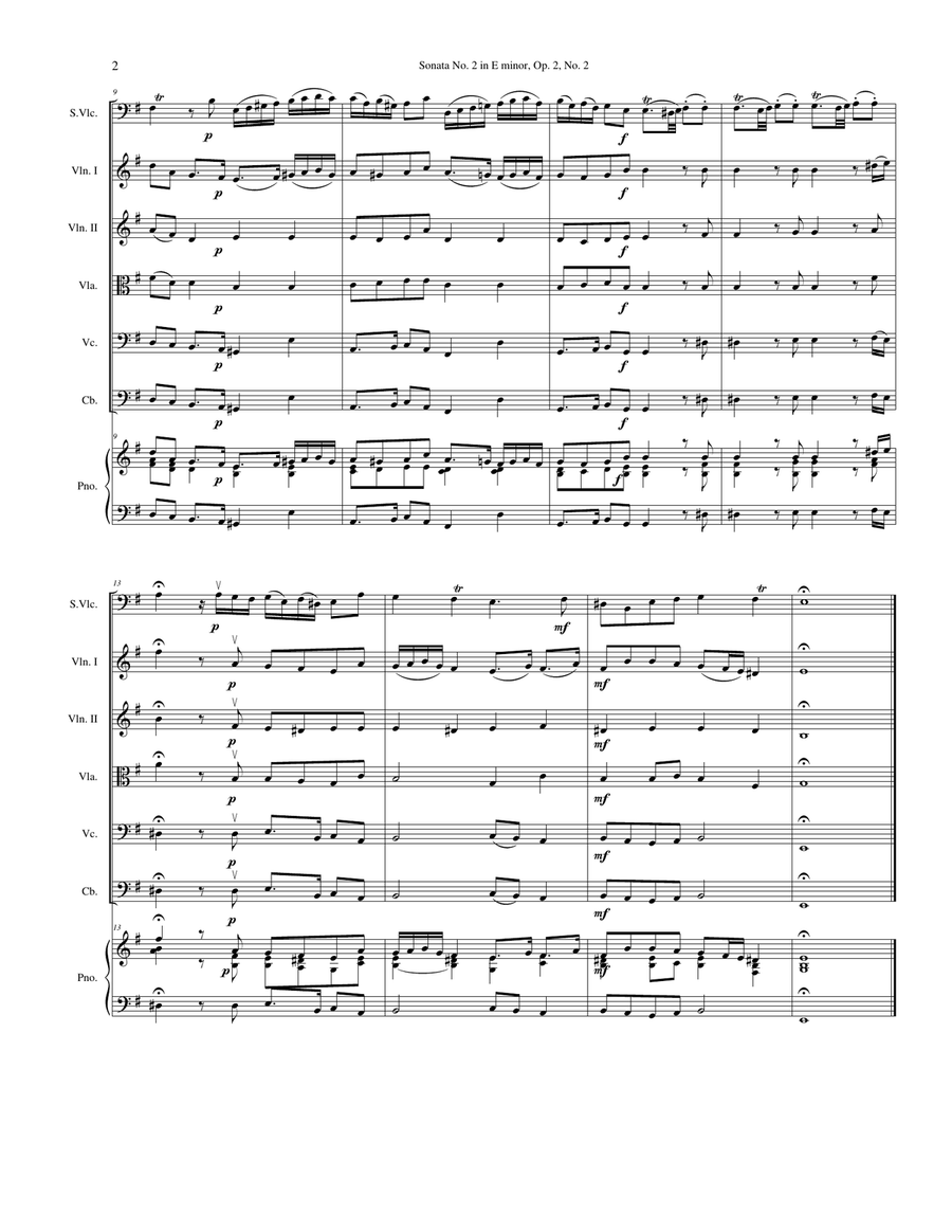 Sonata No. 2 in E Minor, Op. 2, No. 2 String Orchestra scores gallery preview page 2