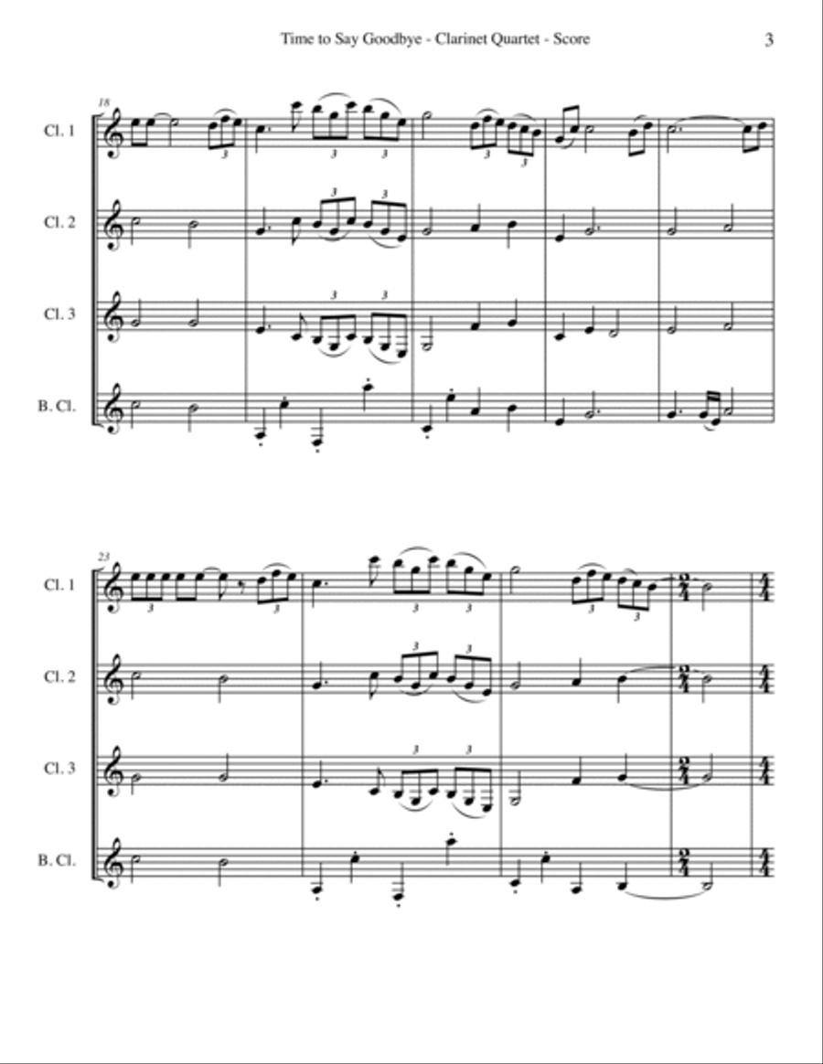 Time To Say Goodbye Woodwind Quartet scores gallery preview page 3
