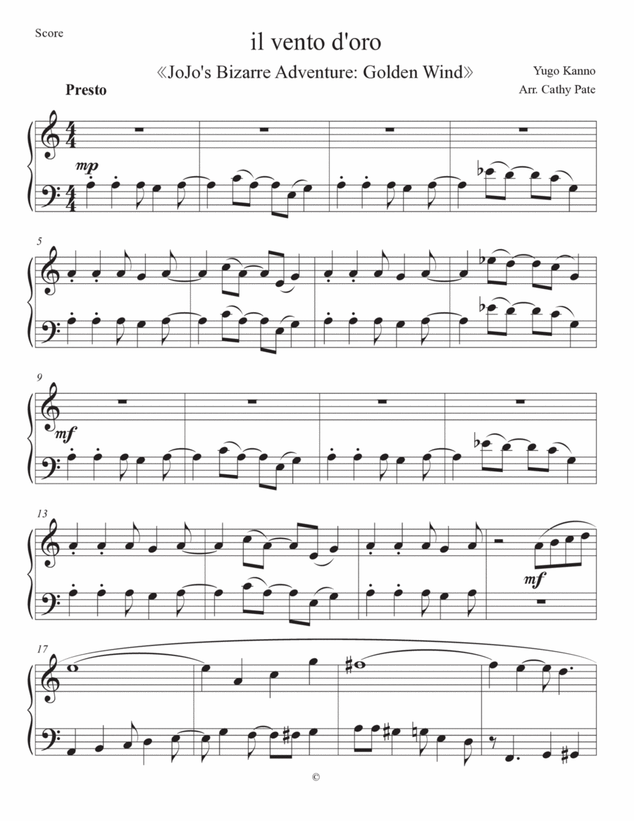 Il Vento d'Oro Piano Solo scores gallery preview page 1