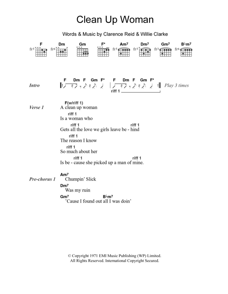 Clean Up Woman Electric Guitar scores gallery preview page 1