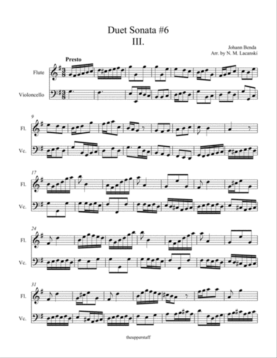 Duet Sonata #6 Movement 3 Presto Flute scores gallery preview page 2