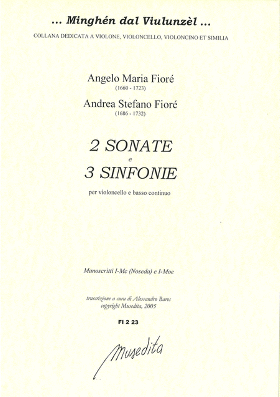 2 Sonate e 3 Sinfonie (Ms, I-Mc e I-MOe) Cello Solo scores gallery preview page 1