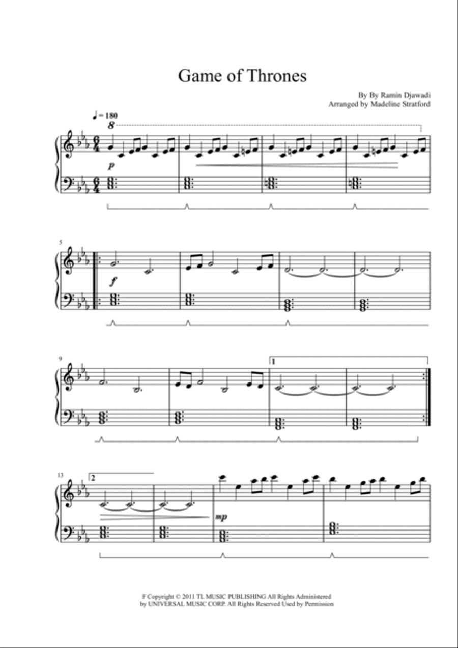 Game Of Thrones Piano Solo scores gallery preview page 2