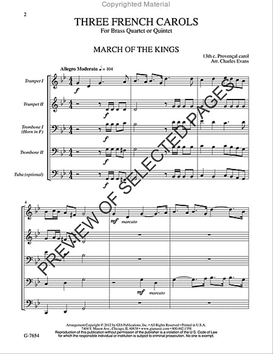 Three French Carols Horn scores gallery preview page 2
