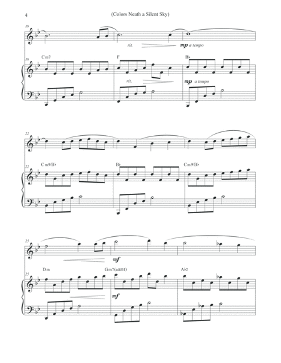 Colors Neath a Silent Sky - Flute & Piano Flute Solo scores gallery preview page 4