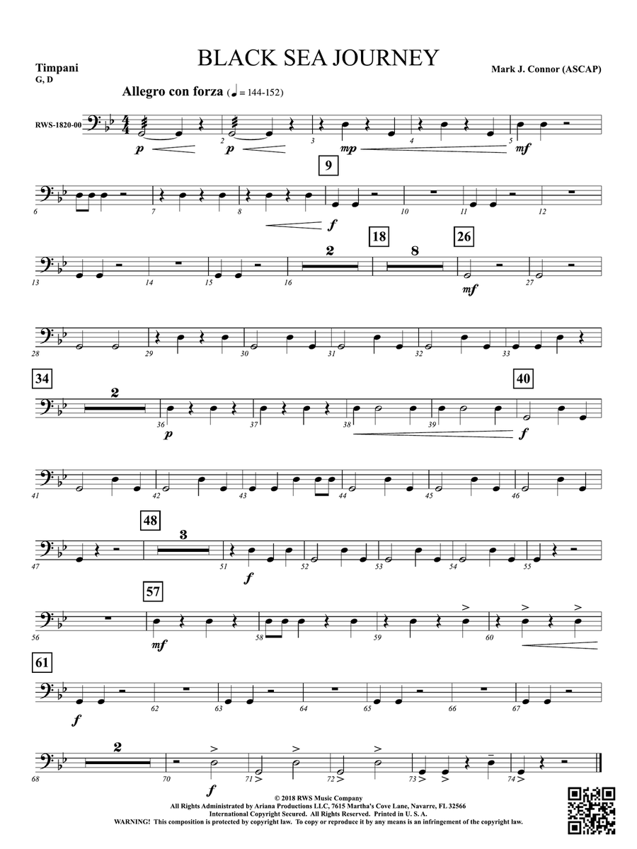 Black Sea Journey: Timpani Percussion scores gallery preview page 1
