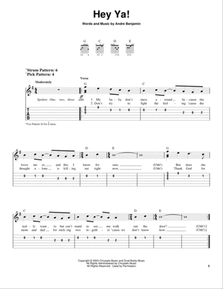 Hey Ya! Acoustic Guitar scores gallery preview page 1