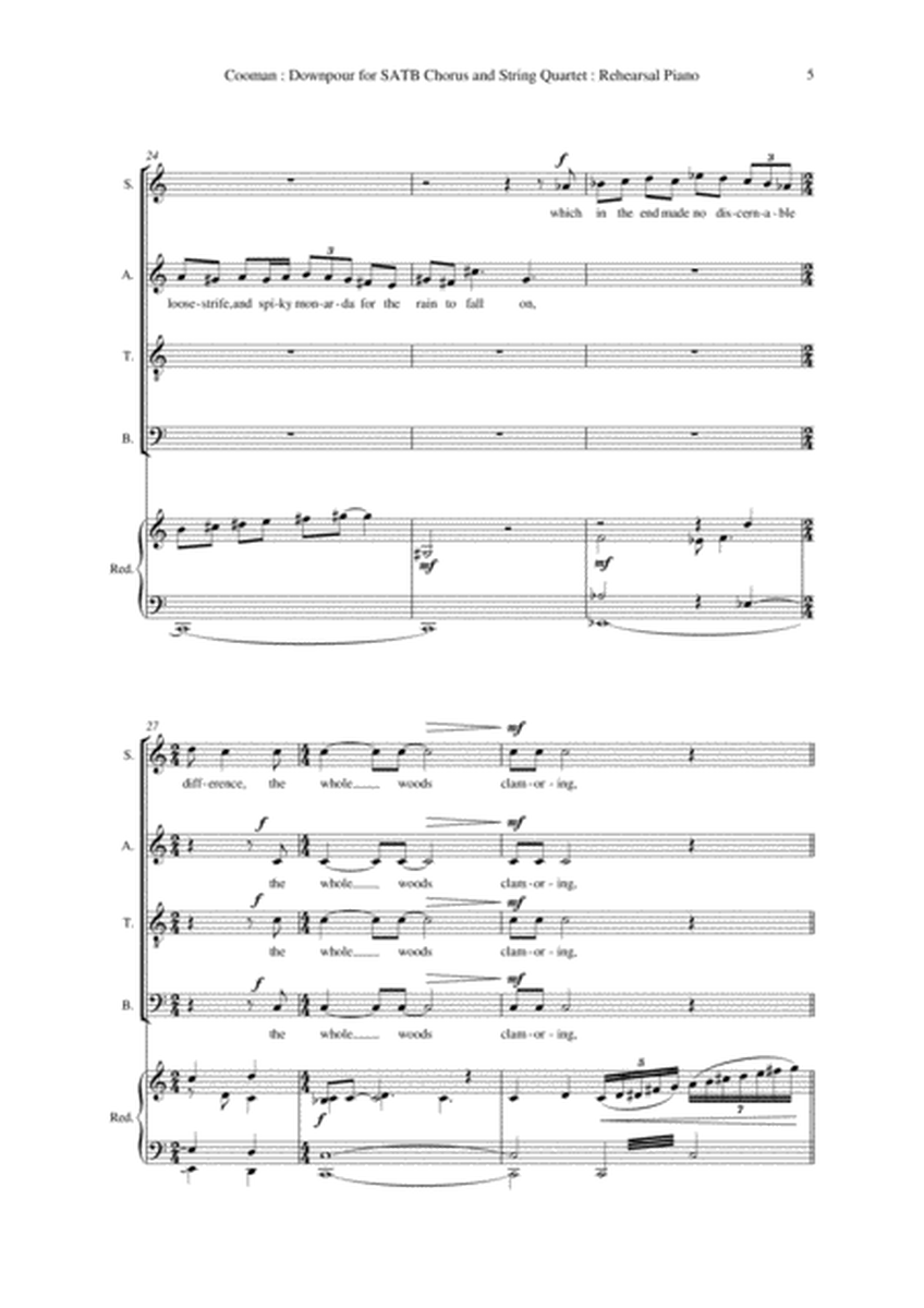 Carson Cooman: Downpour (2005) for SATB chorus and string quartet,,chorus part