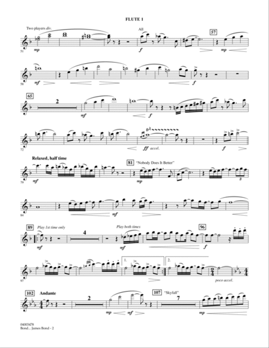 Bond... James Bond - Flute 1 Concert Band scores gallery preview page 2