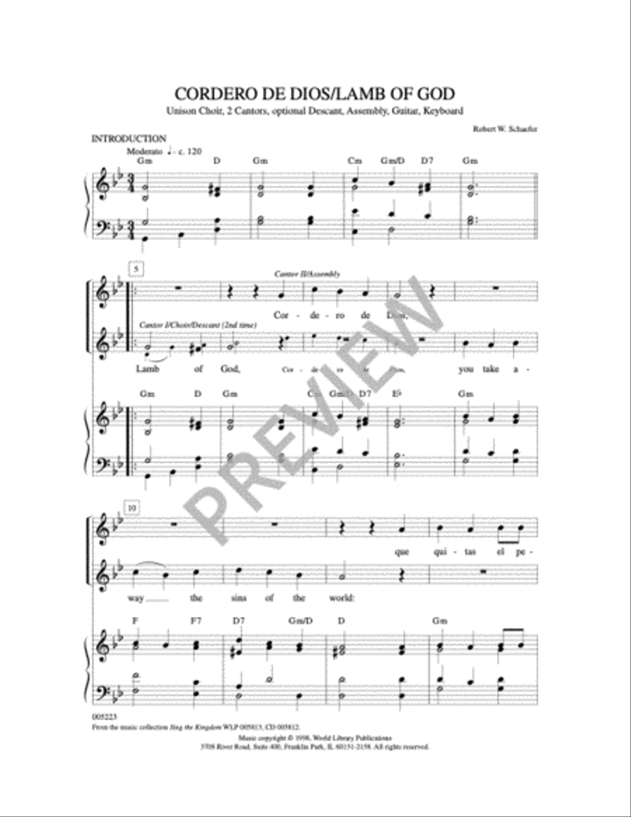 Lamb of God/Cordero De Dios Piano and Keyboard scores gallery preview page 7