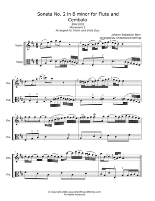 Bach, J.S. - Andante for Violin and Viola