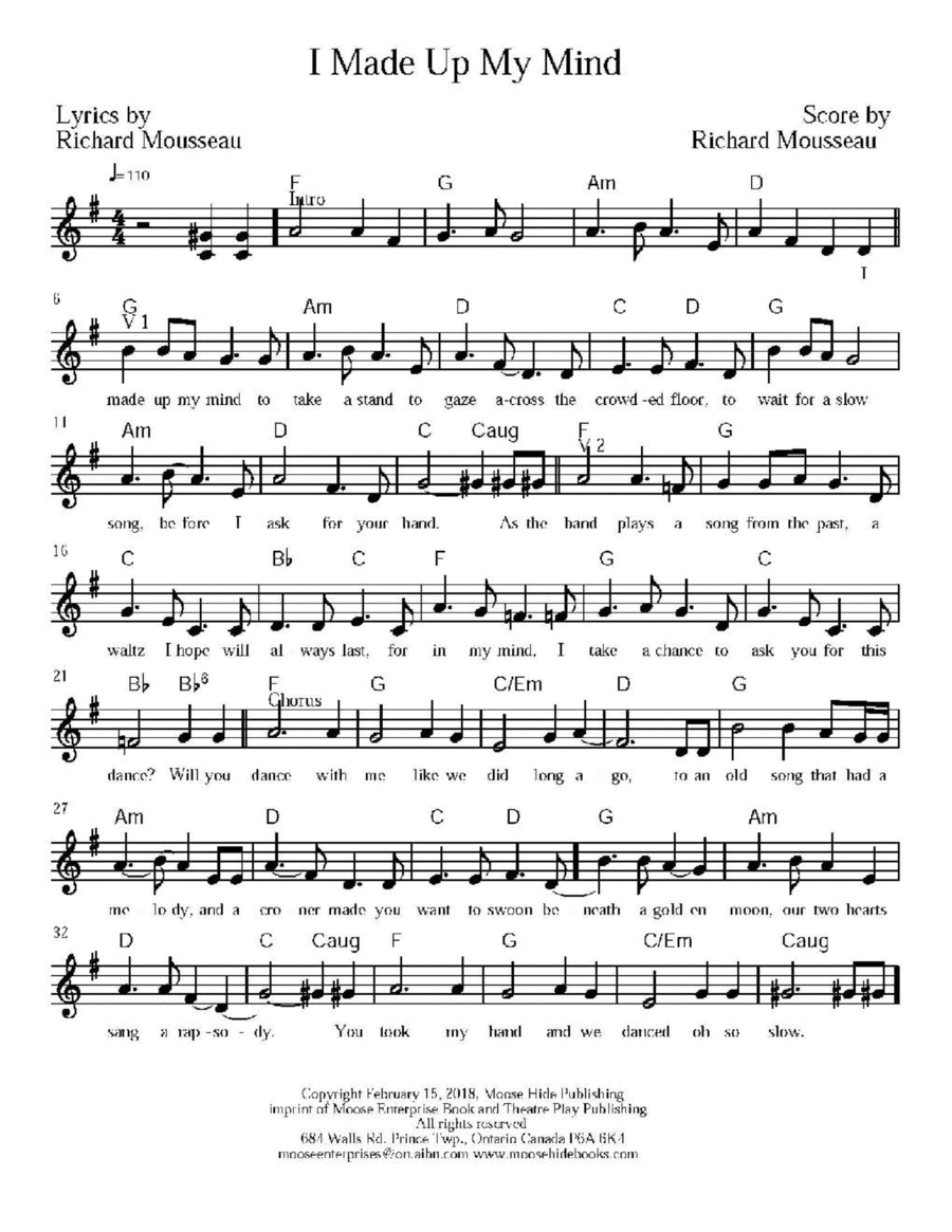 I Made Up My Mind Piano scores gallery preview page 1