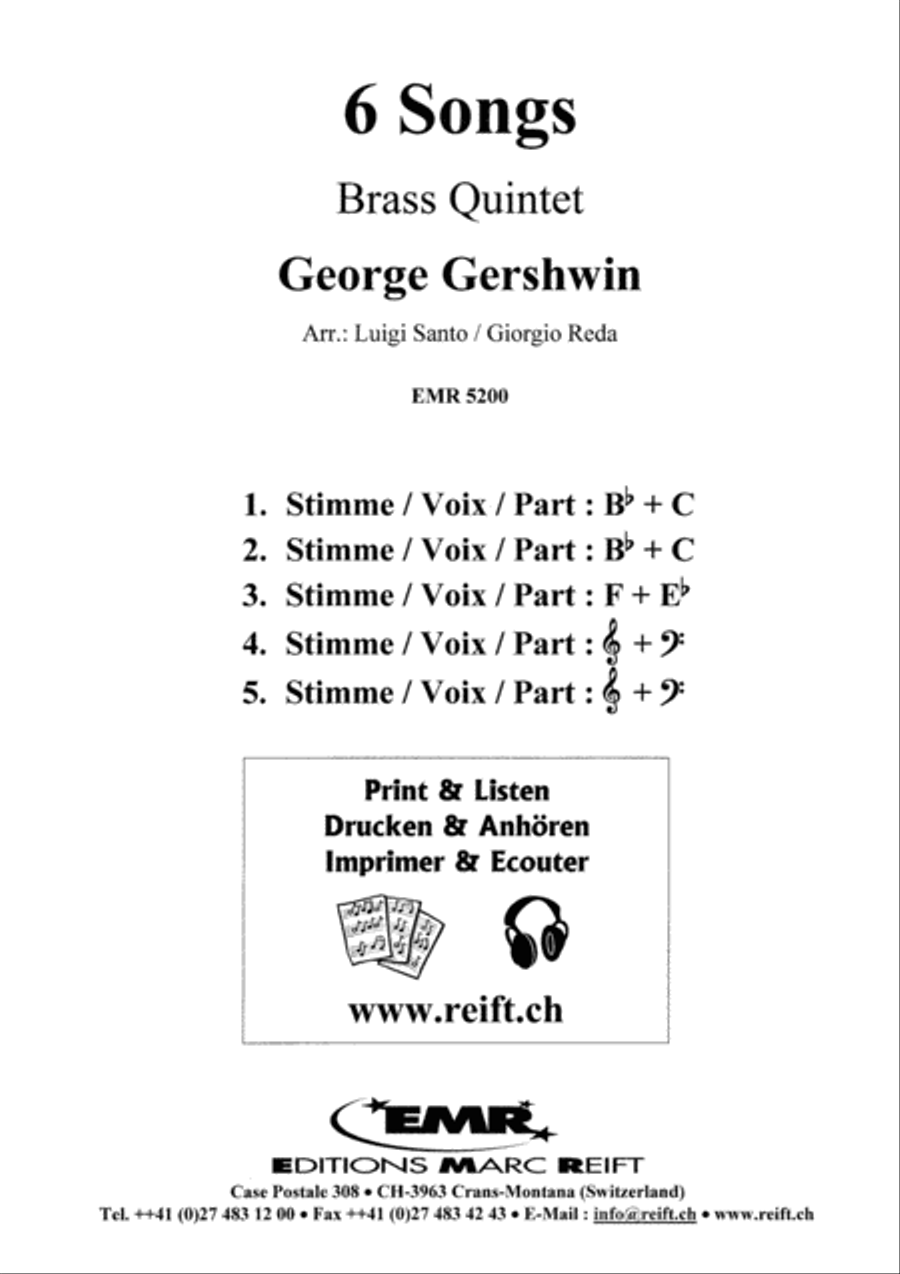 6 Songs Brass Quintet scores gallery preview page 2