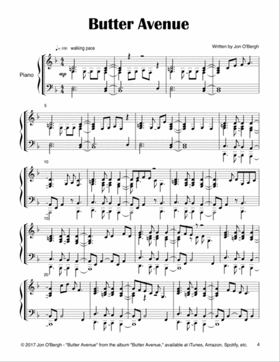 Butter Avenue - The Complete Album for Solo Piano Piano Solo scores gallery preview page 6