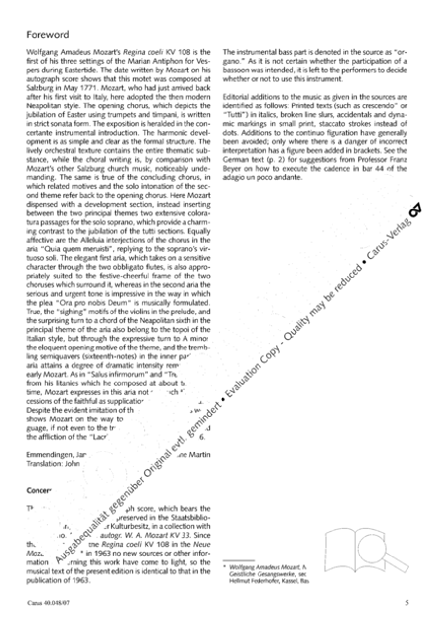 Regina coeli in B-Flat Major, K. 127 4-Part scores gallery preview page 6