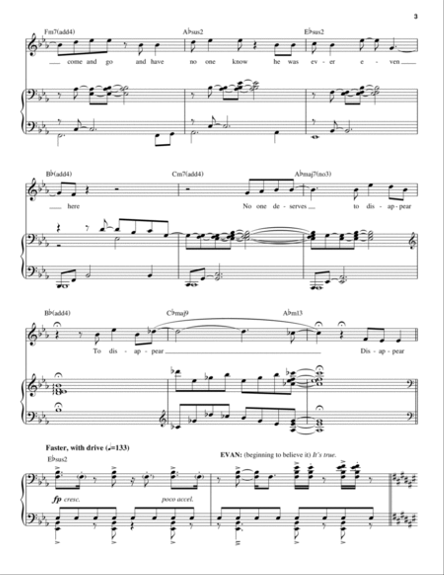 Disappear (from Dear Evan Hansen) Piano, Vocal scores gallery preview page 3