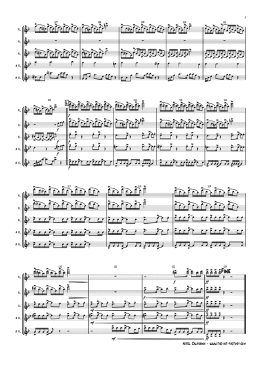 Hotel California Woodwind Ensemble scores gallery preview page 5