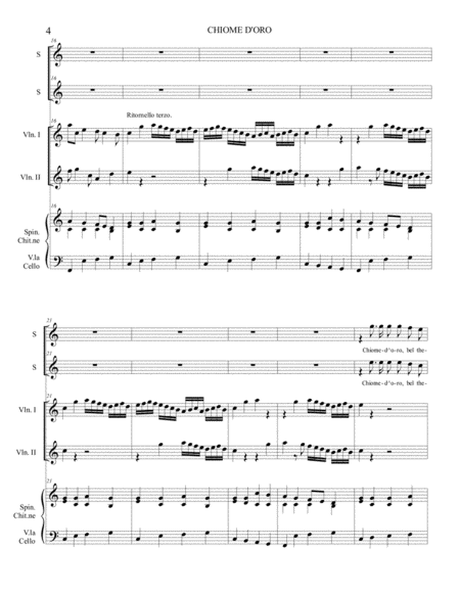 CHIOME D'ORO - C. Monteverdi - For 2 Soprano, 2Violini, Spinetta, e Basso (Cello) image number null