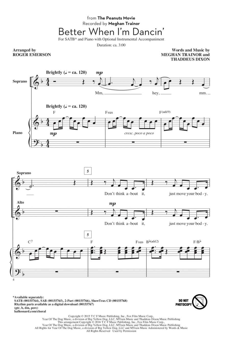 Better When I'm Dancin' 4-Part scores gallery preview page 1