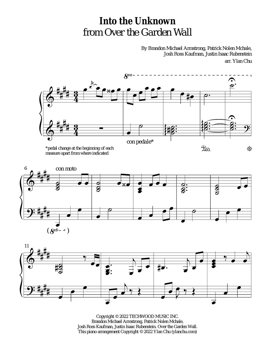 Over The Garden Wall Piano Solo scores gallery preview page 1