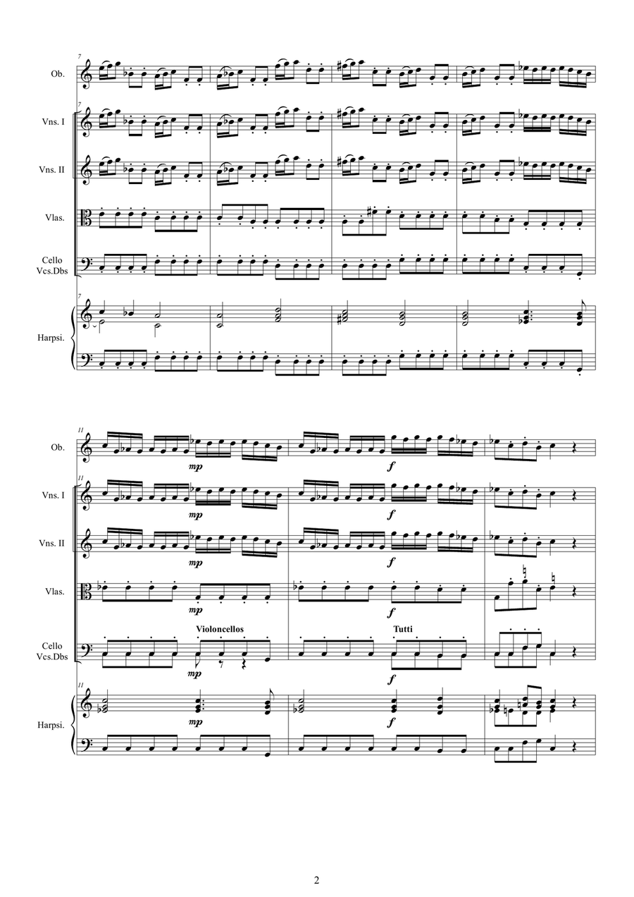 Vivaldi - Oboe Concerto in C major RV 451 for Oboe, Strings and Harpsichord Chamber Orchestra scores gallery preview page 2