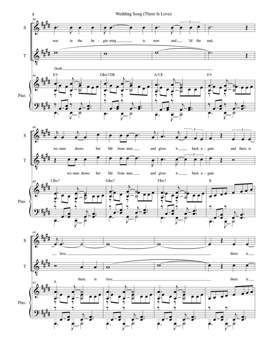 Wedding Song (There Is Love) Tenor Voice scores gallery preview page 4